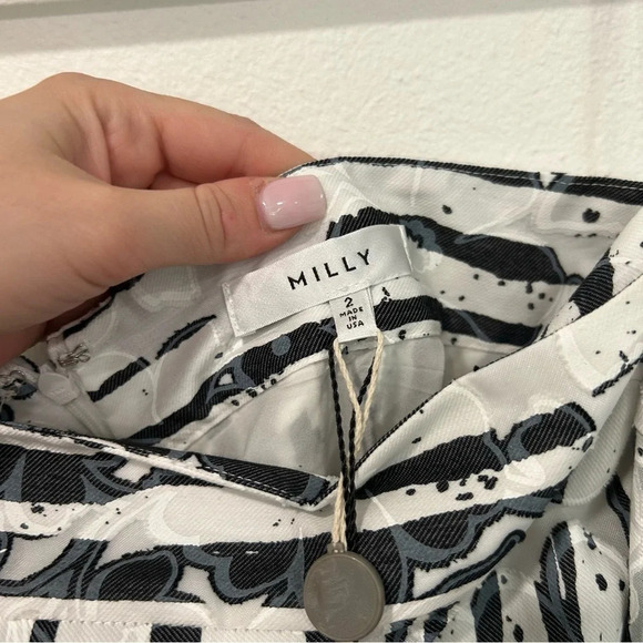 Milly Rosa Cady Striped Floral Off the Shoulder Bell Sleeve Top 2 - Picture 3 of 6